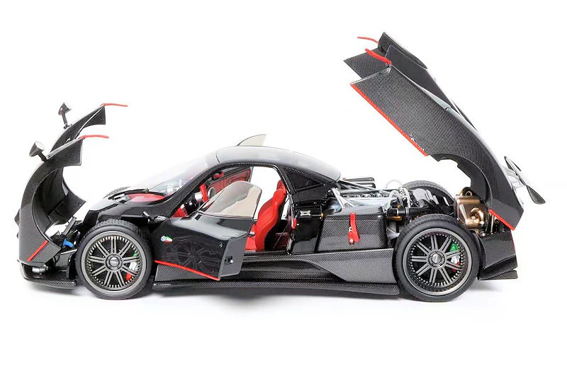 Almost-Real 2005 Pagani Zonda F Gloss Carbon Black w/ Red Stripe & Accents 1:18 - Image 5