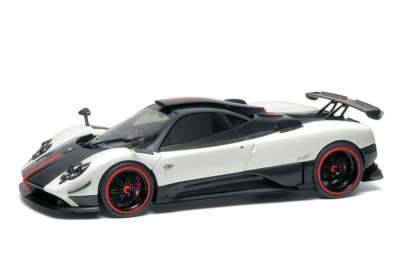 Almost-Real 2009 Pagani Zonda Cinque Coupe RHD Bianco Benny White & Carbon w/ Red Accents 1:18 - Image 7