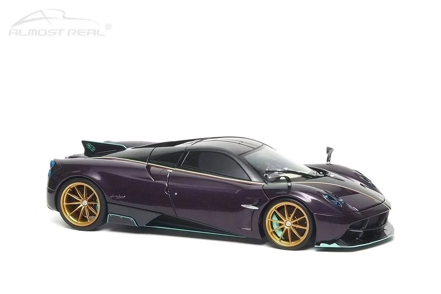 Almost-Real 2016 Pagani Huayra Dinastia Yazi Purple Carbon w/ Teal 1:18 - Image 3