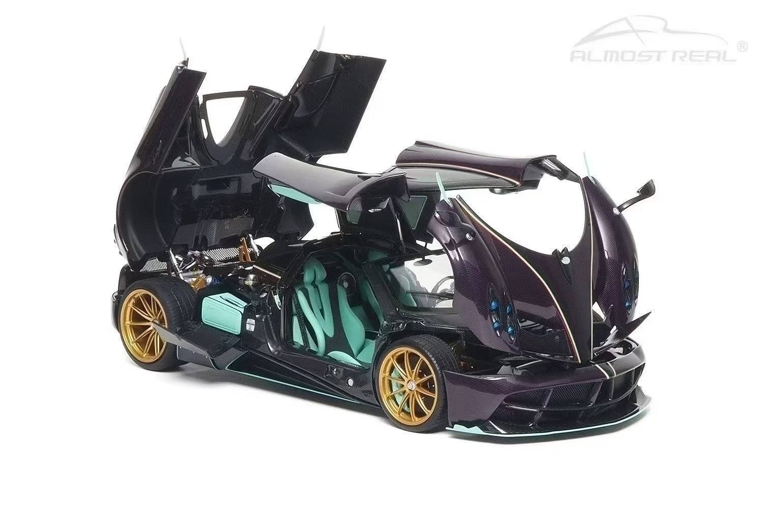 Almost-Real 2016 Pagani Huayra Dinastia Yazi Purple Carbon w/ Teal 1:18 - Image 5