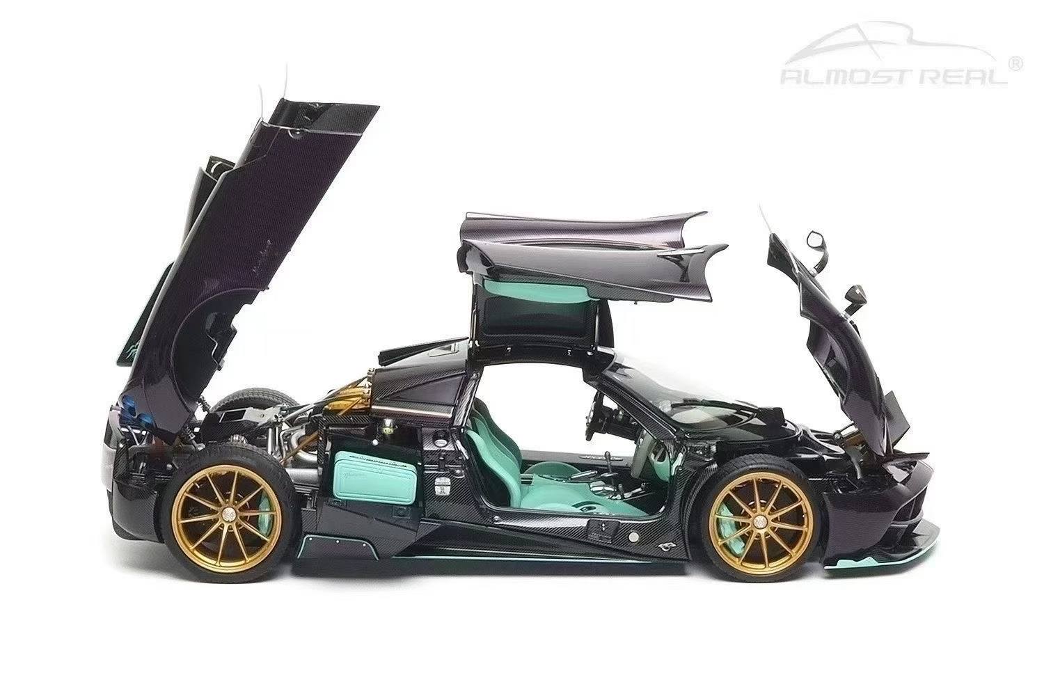 Almost-Real 2016 Pagani Huayra Dinastia Yazi Purple Carbon w/ Teal 1:18 - Image 6