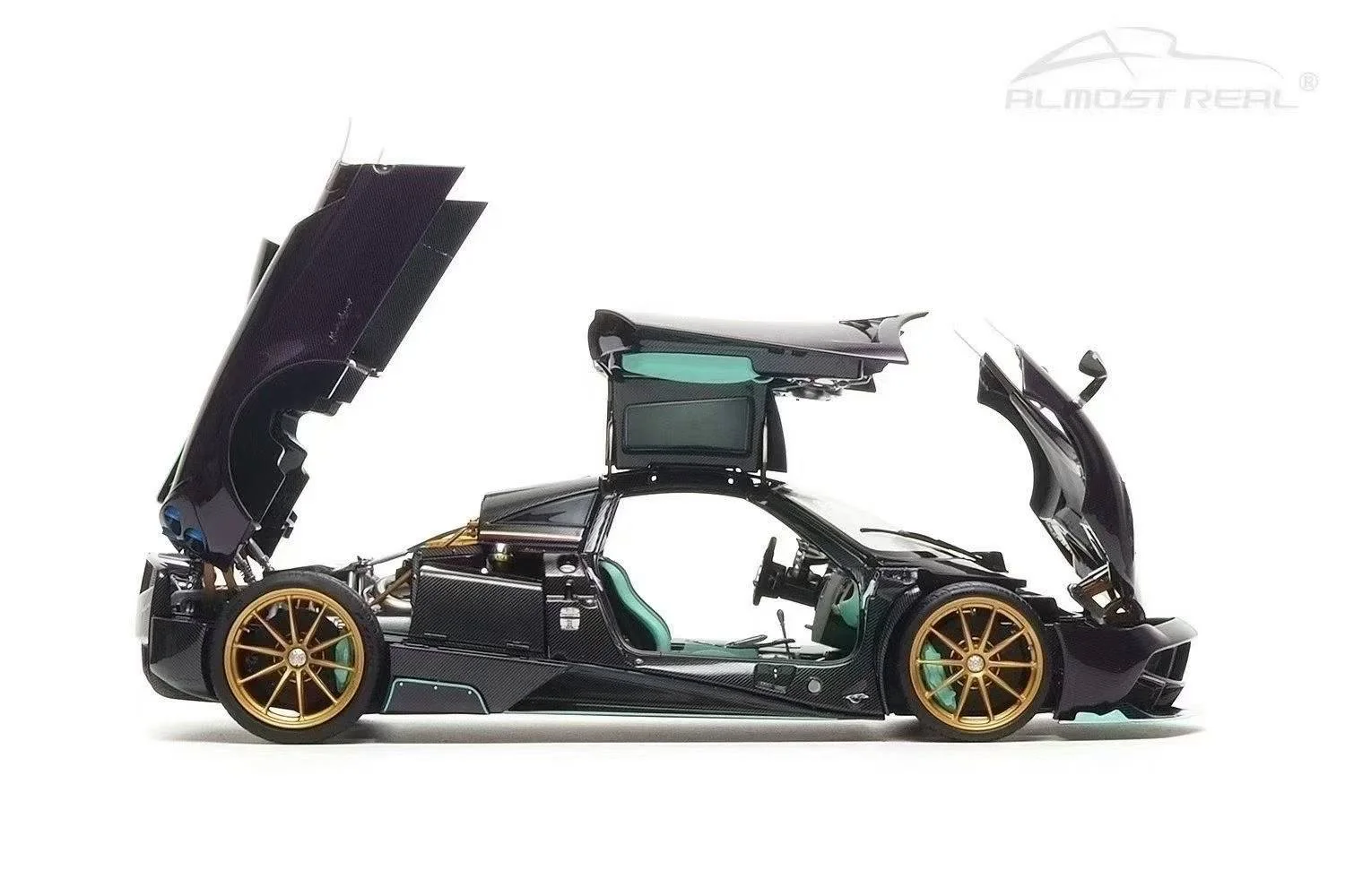 Almost-Real 2016 Pagani Huayra Dinastia Yazi Purple Carbon w/ Teal 1:18 - Image 7