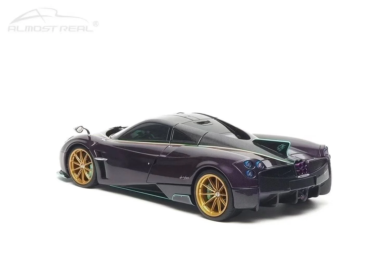 Almost-Real 2016 Pagani Huayra Dinastia Yazi Purple Carbon w/ Teal 1:18 - Image 8