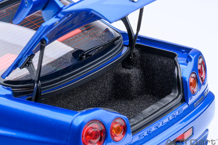 AUTOart 2001 Nissan Skyline GT-R (R34) Z-Tune Bayside Blue w/ Carbon Fiber Hood 1:18 - Image 14