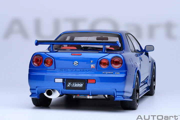 AUTOart 2001 Nissan Skyline GT-R (R34) Z-Tune Bayside Blue w/ Carbon Fiber Hood 1:18 - Image 19
