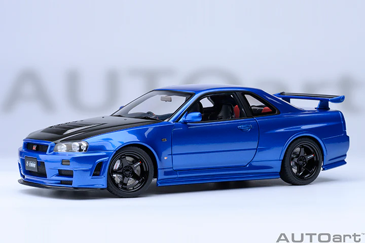 AUTOart 2001 Nissan Skyline GT-R (R34) Z-Tune Bayside Blue w/ Carbon Fiber Hood 1:18 - Image 3