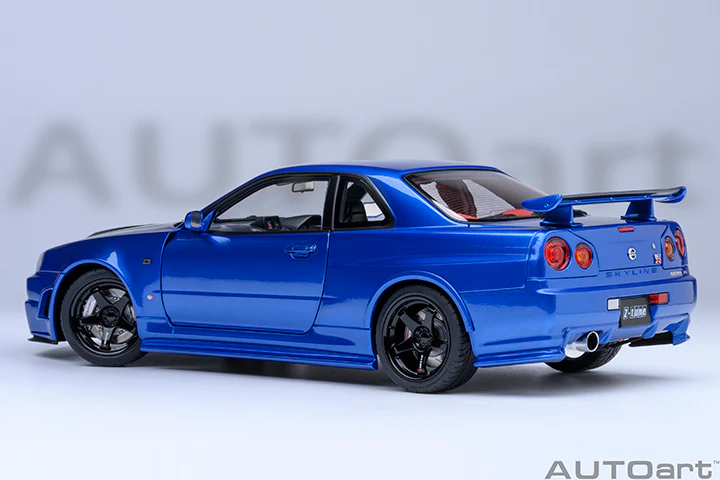AUTOart 2001 Nissan Skyline GT-R (R34) Z-Tune Bayside Blue w/ Carbon Fiber Hood 1:18 - Image 4