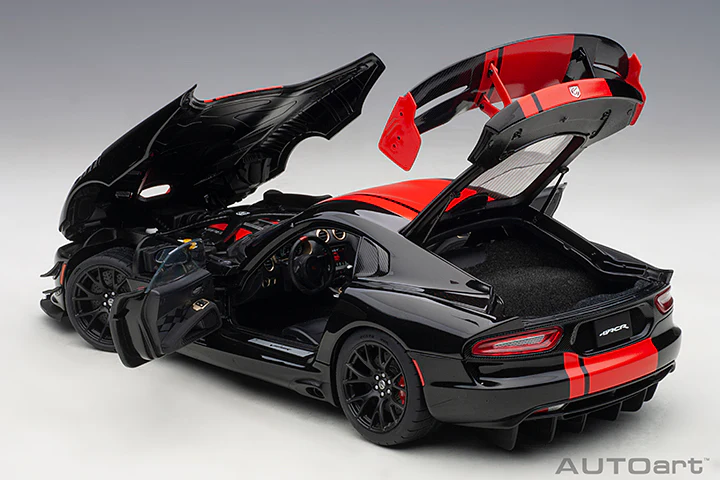 AUTOart 2017 Dodge Viper GTS-R Commemorative Edition ACR Black w/ Red Stripes 1:18 - Image 12