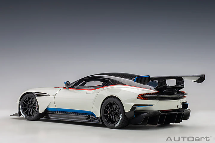 AUTOart 2019 Aston Martin Vulcan Stratus White w/ Blue & Red Stripes 1:18 - Image 3