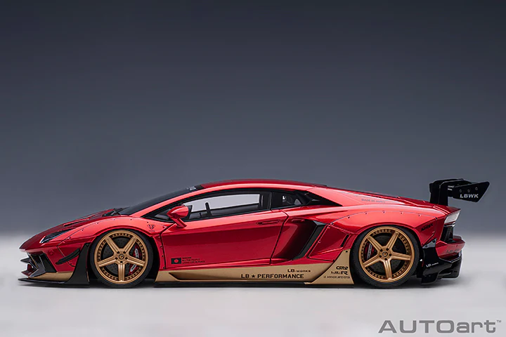 AUTOart Lamborghini Aventador Liberty Walk LB-Works, Limited Edition, Hyper Red w/ Gold Accents 1:18 - Image 3
