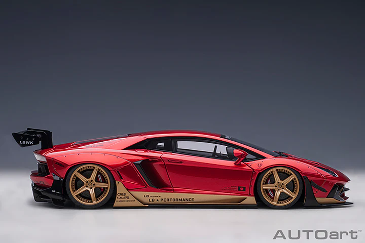 AUTOart Lamborghini Aventador Liberty Walk LB-Works, Limited Edition, Hyper Red w/ Gold Accents 1:18 - Image 4