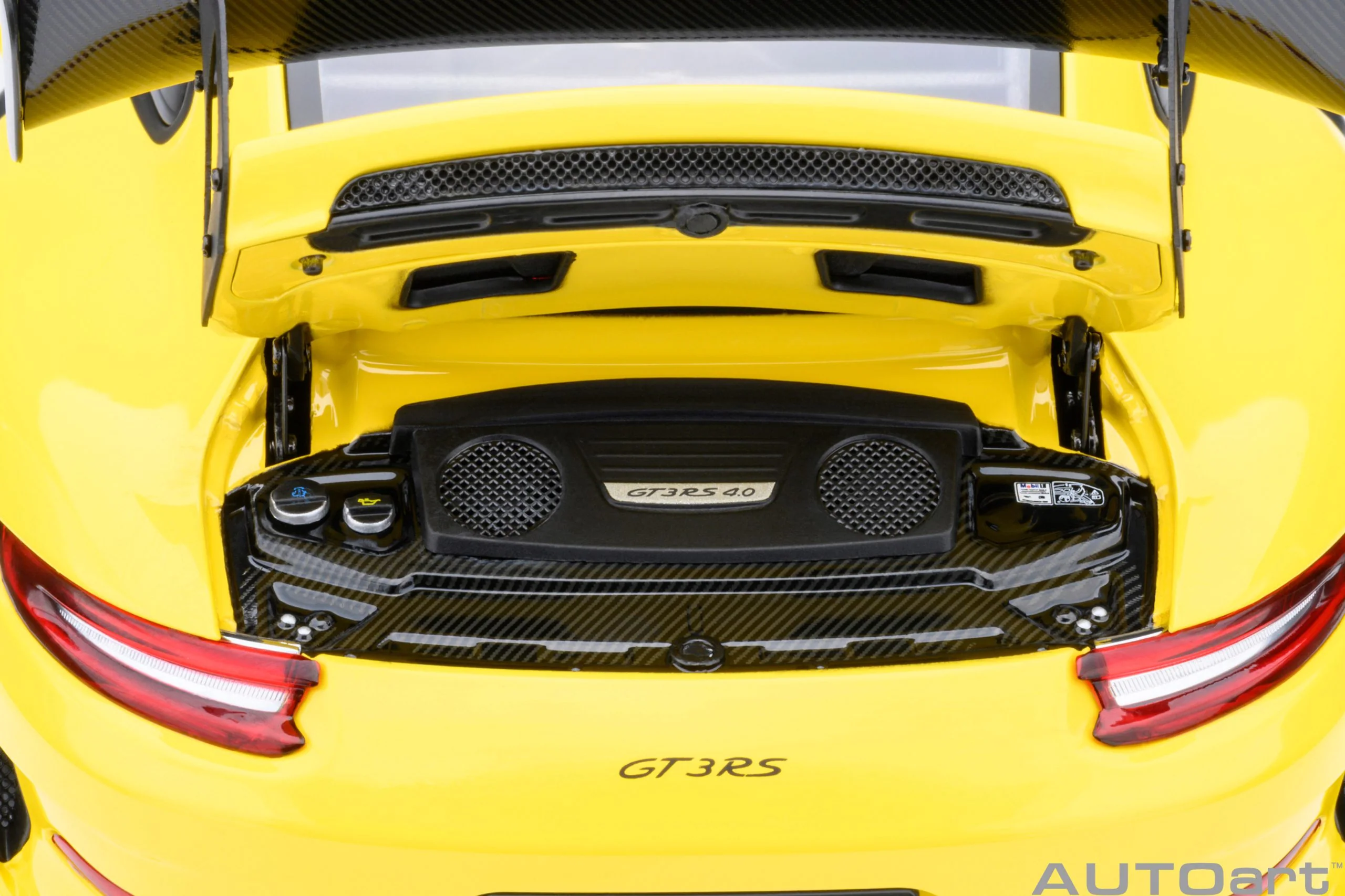 AUTOart Porsche 911 991.2 GT3 RS w/ Weissach Pkg Racing Yellow 1:18 - Image 12