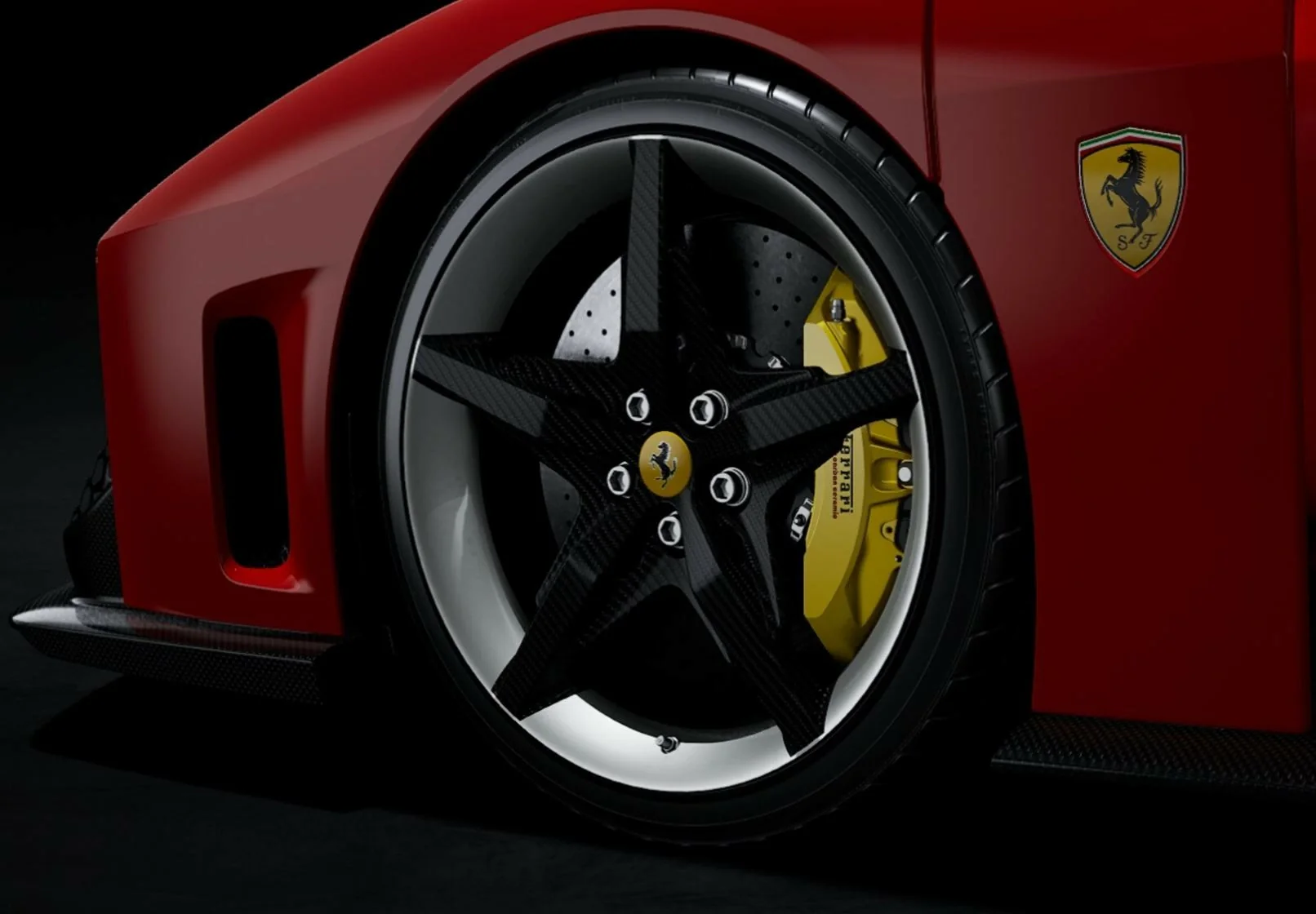 BBR 2024 Ferrari F80 Carbon Optional Rossa Corsa (Red), Bicolor Wheels Silver & Carbon WITH DISPLAY 1:18 - Image 2