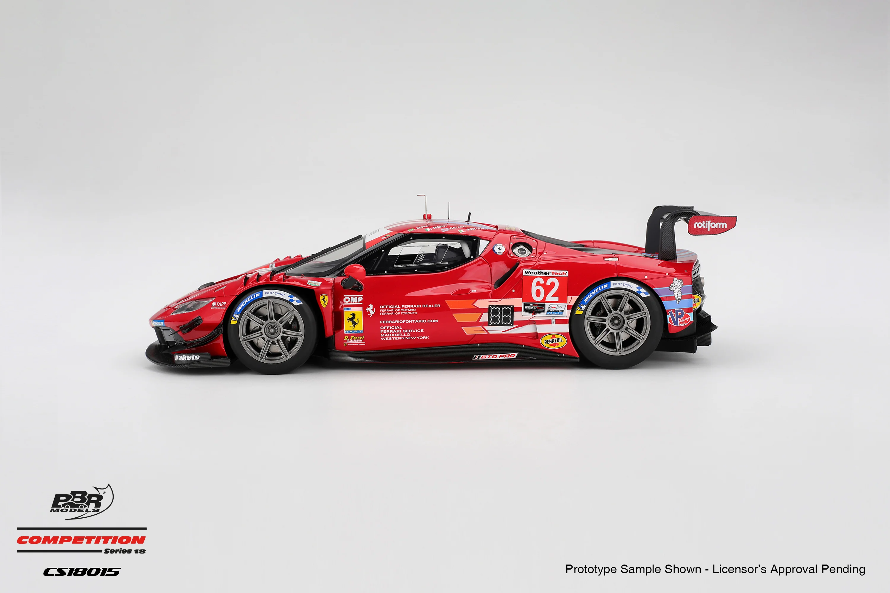 BBR Ferrari 296 GT3 Risi Competizione #62 Winner 2024 IMSA Daytona 24 Hrs Red 1:18 - Image 3