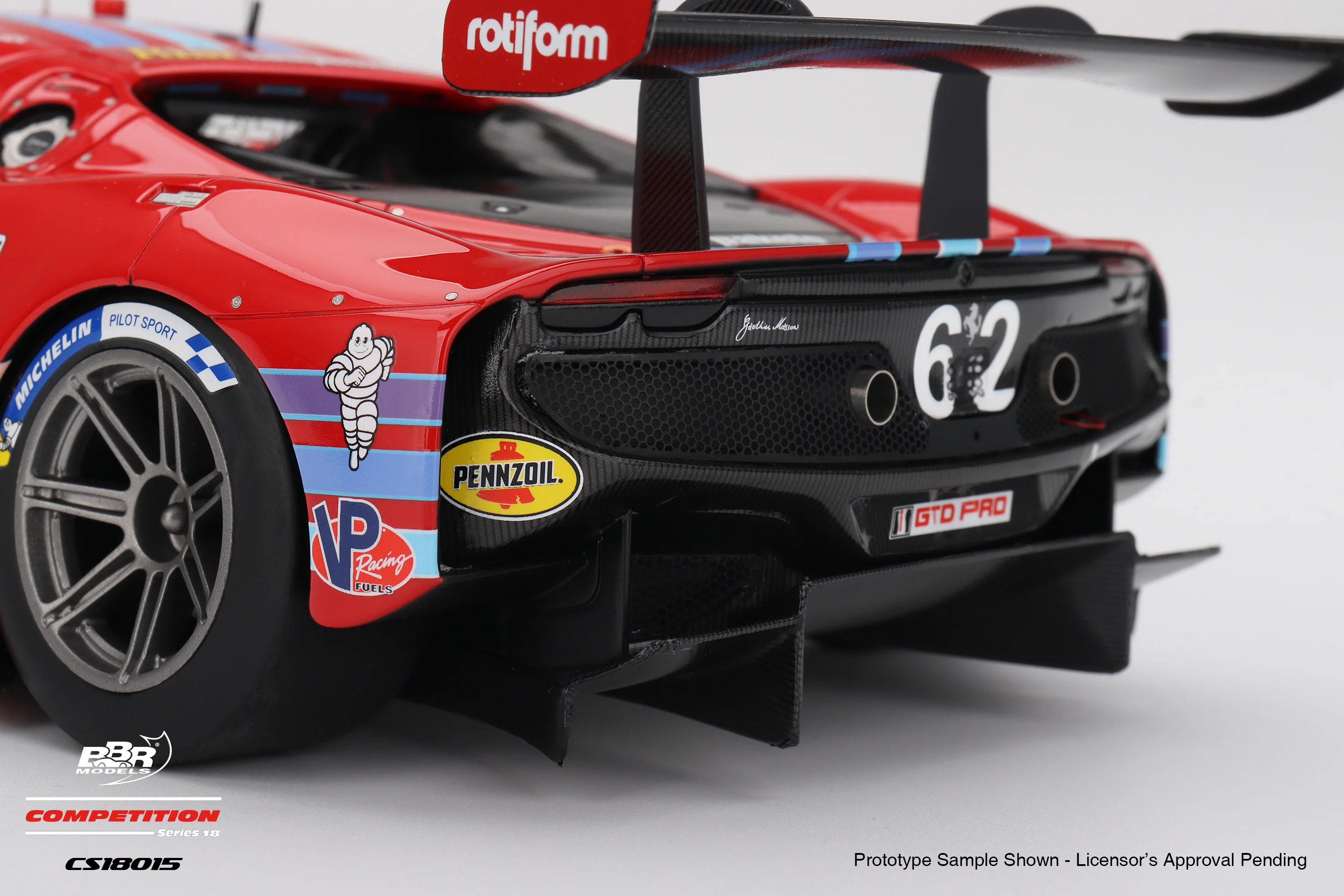 BBR Ferrari 296 GT3 Risi Competizione #62 Winner 2024 IMSA Daytona 24 Hrs Red 1:18 - Image 6