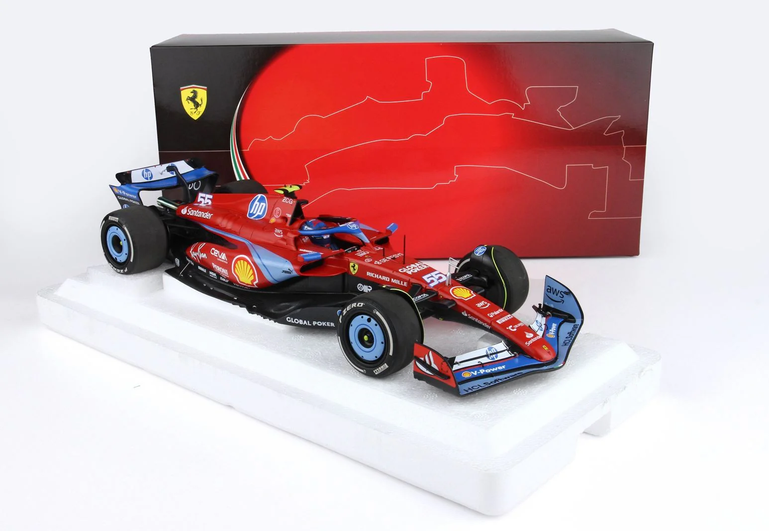 BBR Ferrari F1 SF-24 Team Scuderia #55 5th Miami GP 2024 (Sainz) Red 1:18 - Image 3