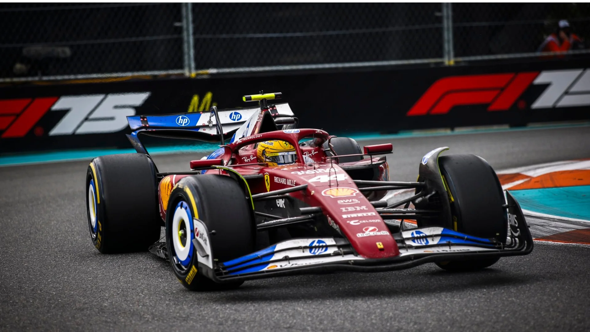 Looksmart Ferrari F1 SF-25 Team Scuderia #44 8th Miami GP 2025 (Hamilton) Red 1:18