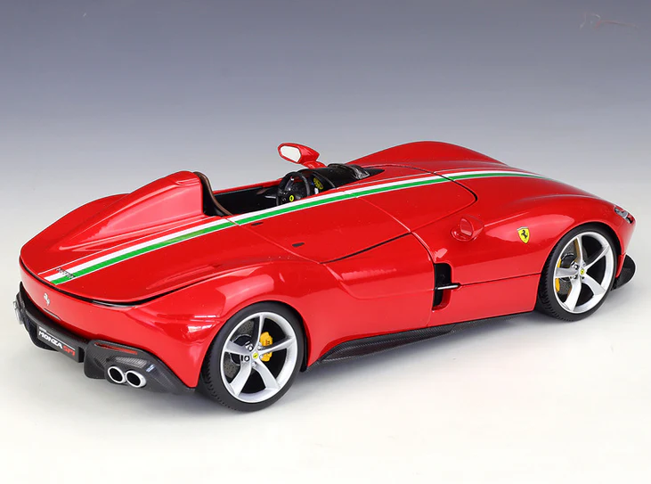 Bburago 2018 Ferrari Monza SP1 Rosso Corsa Red w/ Italian Flag Stripe 1:18 - Image 4