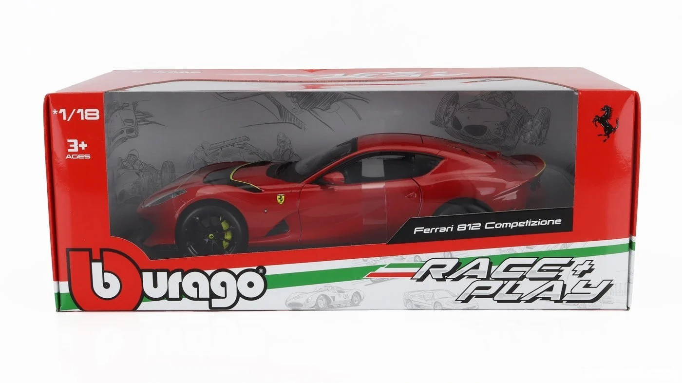 Bburago 2021 Ferrari 812 Competizione Rossa Corsa Red 1:18 - Image 6