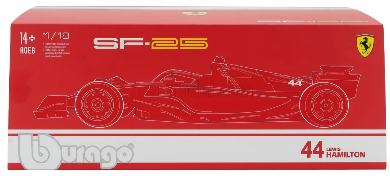 Bburago Ferrari F1 SF-25 Team Scuderia Ferrari HP #44 Miami GP 2025 (Hamilton) Red WITH CASE 1:18 - Image 11