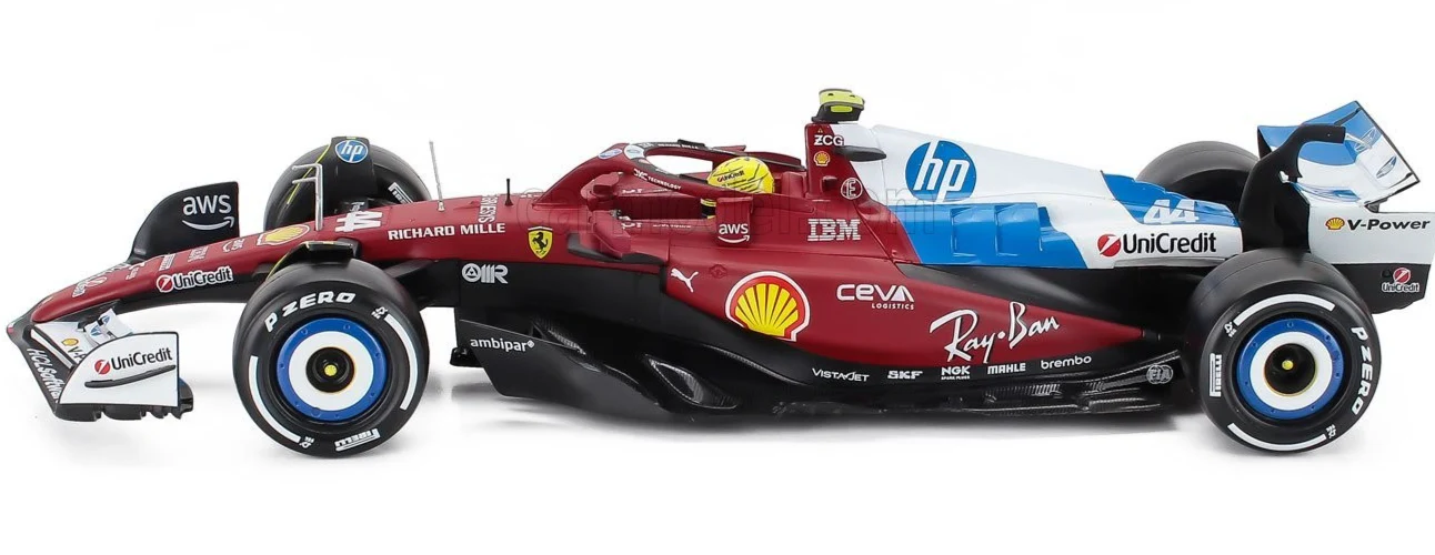 Bburago Ferrari F1 SF-25 Team Scuderia Ferrari HP #44 Miami GP 2025 (Hamilton) Red WITH CASE 1:18 - Image 4