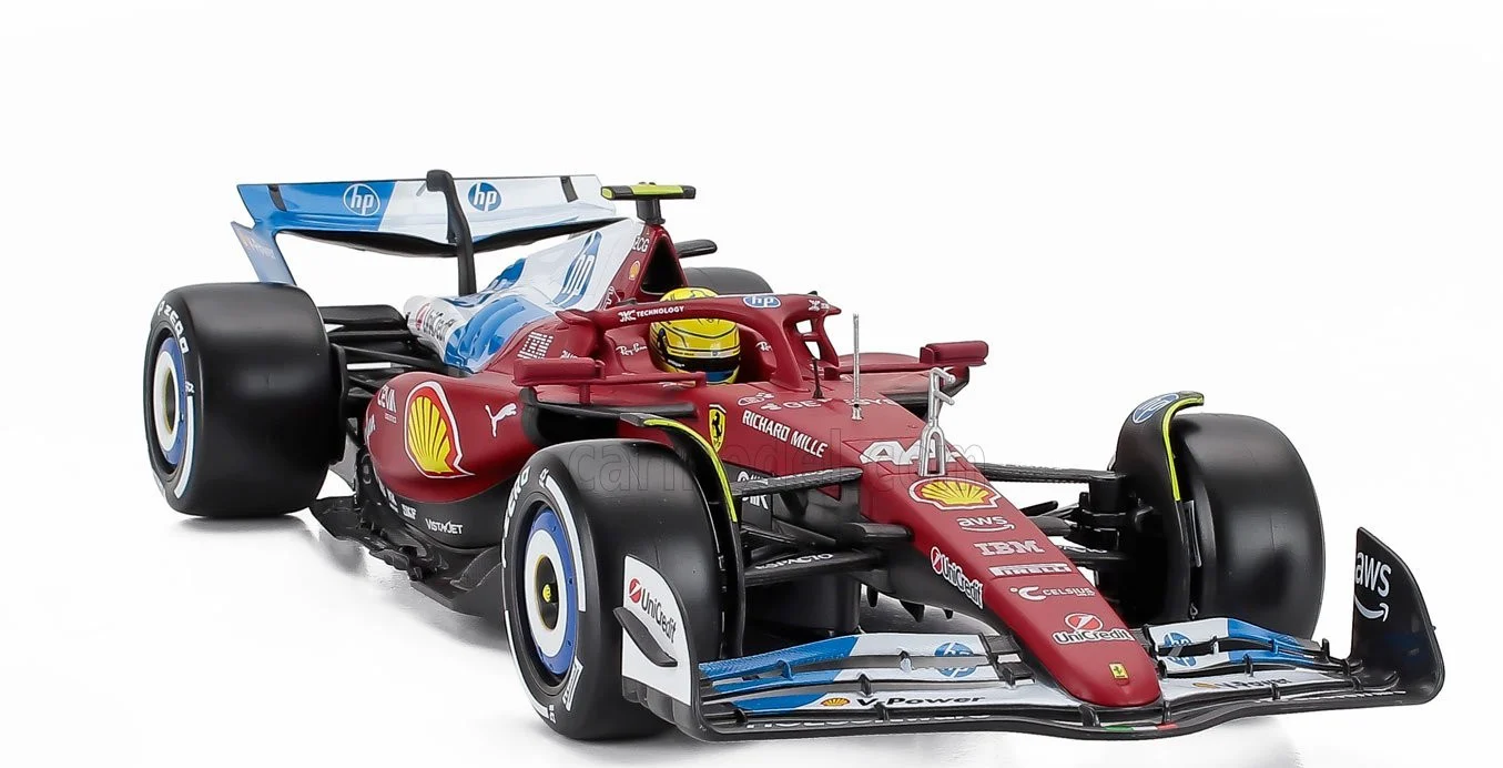 Bburago Ferrari F1 SF-25 Team Scuderia Ferrari HP #44 Miami GP 2025 (Hamilton) Red WITH CASE 1:18 - Image 5