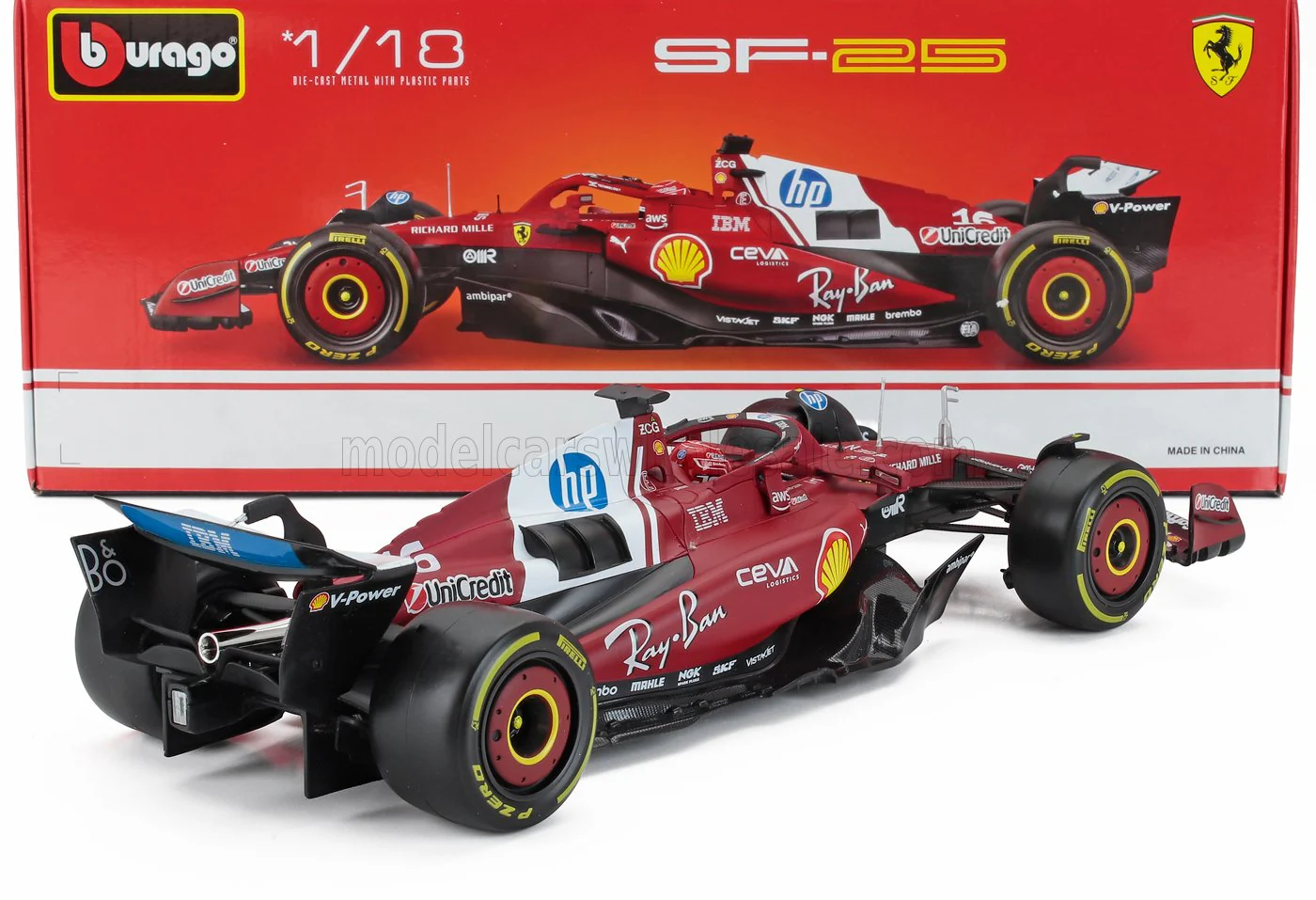 Bburago Ferrari F1 SF-25 Team Scuderia #16 (LeClerc) Season 2025 Red 1:18 - Image 2