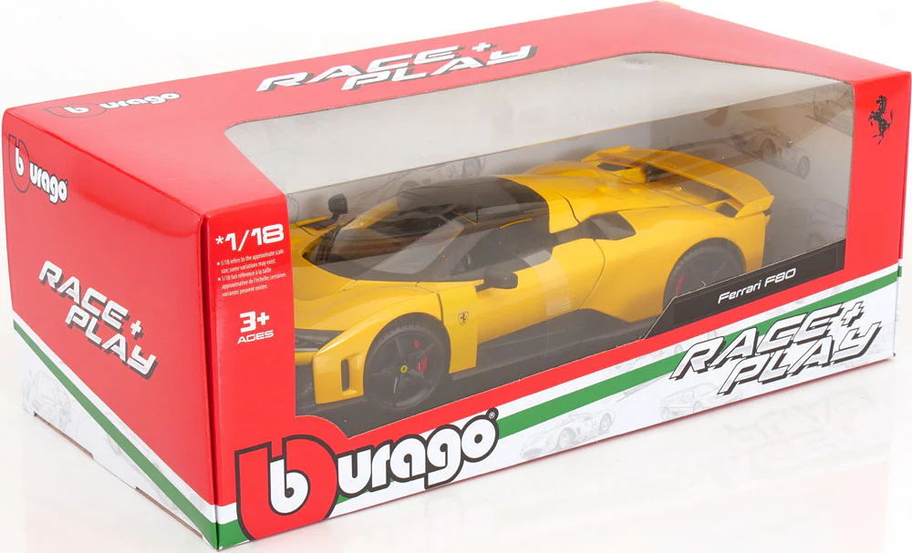Bburago Race & Play 2024 Ferrari F80 Yellow (Giallo) 1:18 - Image 5