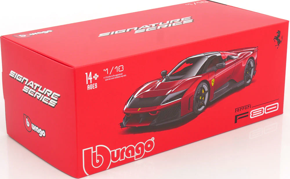 Bburago Signature Series 2024 Ferrari F80 Red Metallic (Rosso Supercar) w/ Silver & Black Wheels 1:18 - Image 5