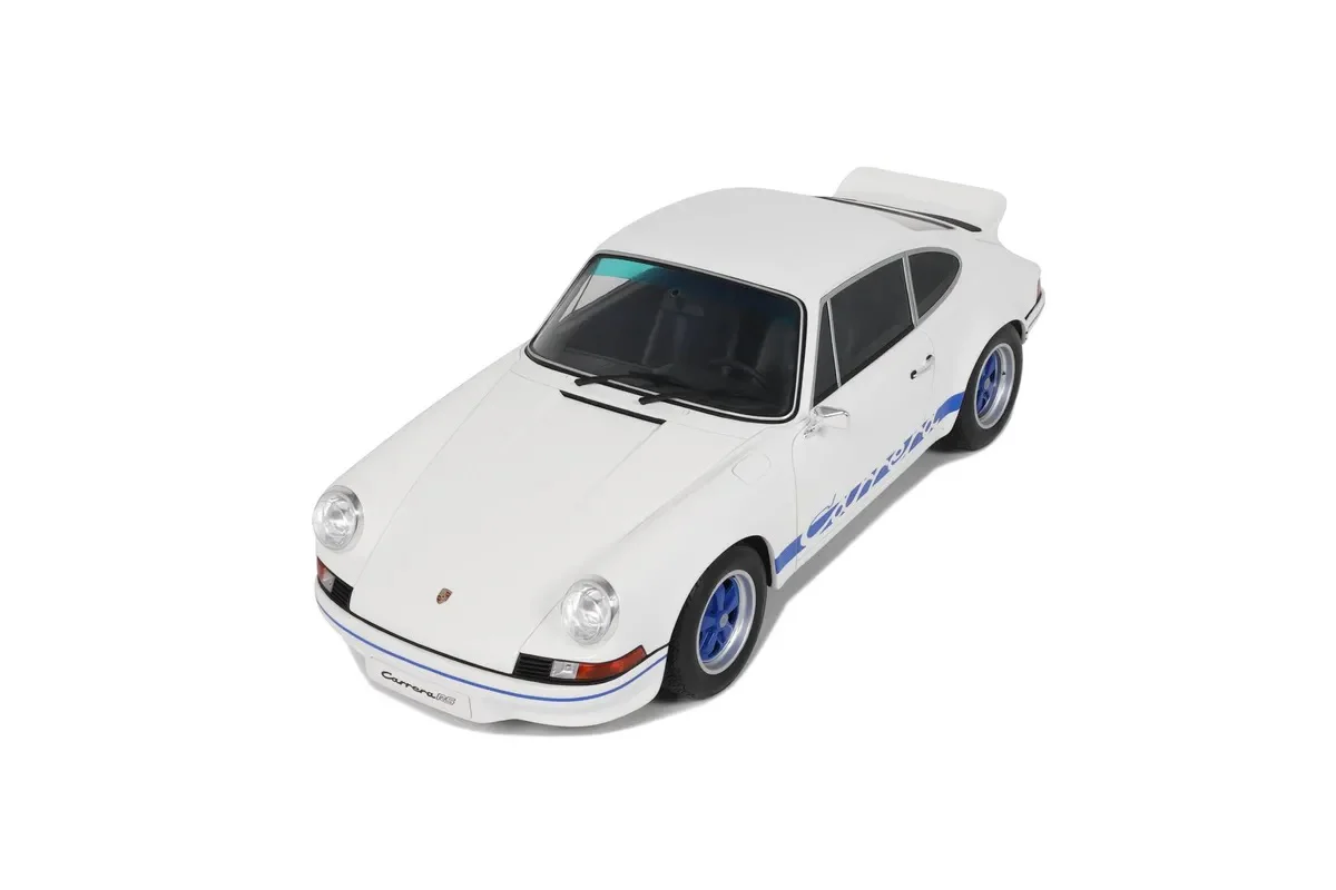GT Spirit 1973 Porsche 911 Carrera RS 2.7 Coupe White w/ Blue Wheels and Deco 1:12 - Image 7