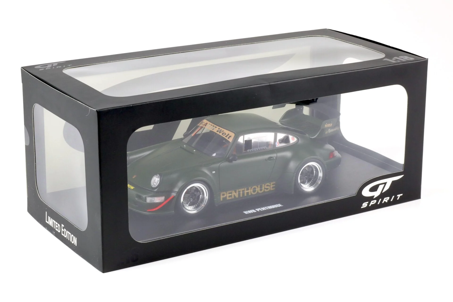 GT Spirit 2008 Porsche 911 964 RWB (Penthouse) Matte Army Green 1:18 - Image 4