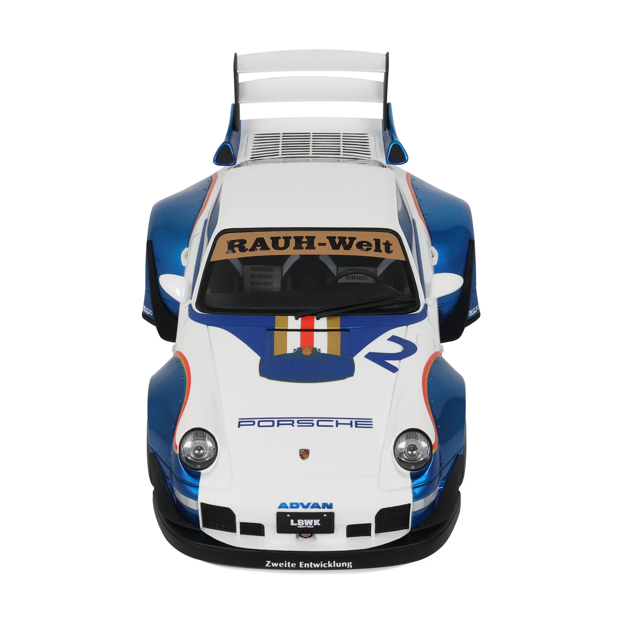 GT Spirit 2023 Porsche 911 993 RWB X No 2 Liberty Walk White and Blue 1:18 - Image 12