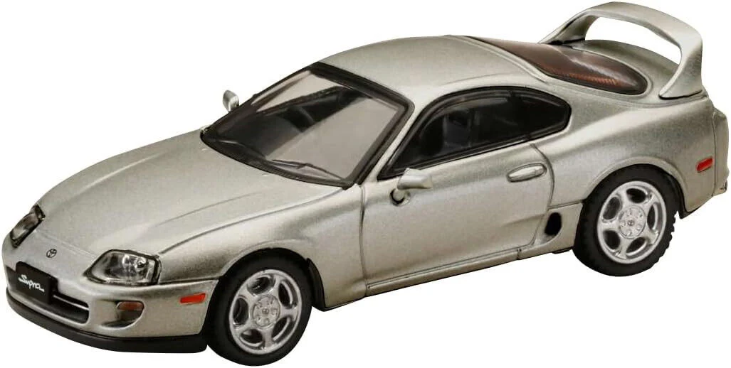 Hobby Japan 1993 Toyota Supra Mk4 (A80) w/ Switchable Front Spoiler Silver 1:64 - Image 2