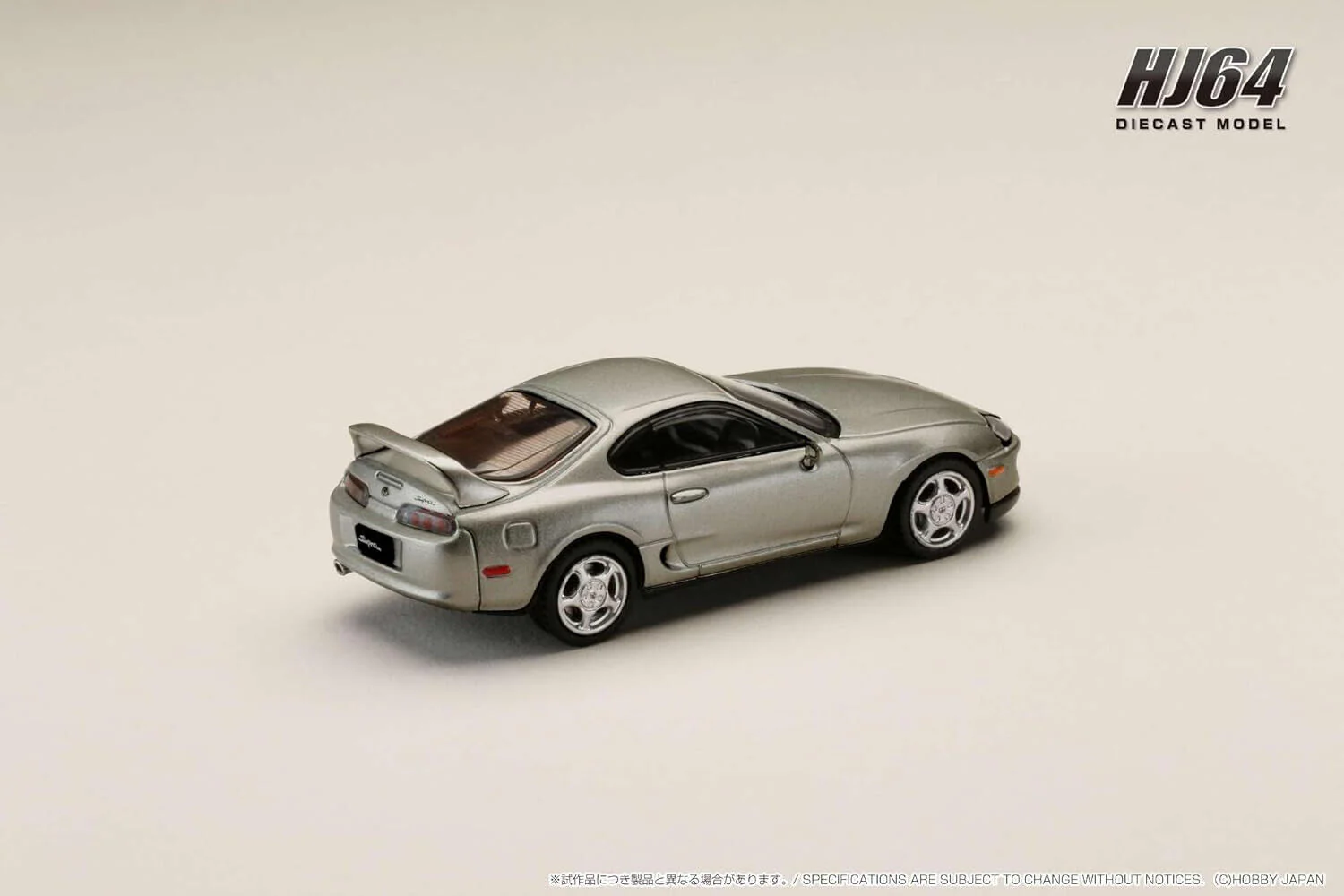 Hobby Japan 1993 Toyota Supra Mk4 (A80) w/ Switchable Front Spoiler Silver 1:64 - Image 3