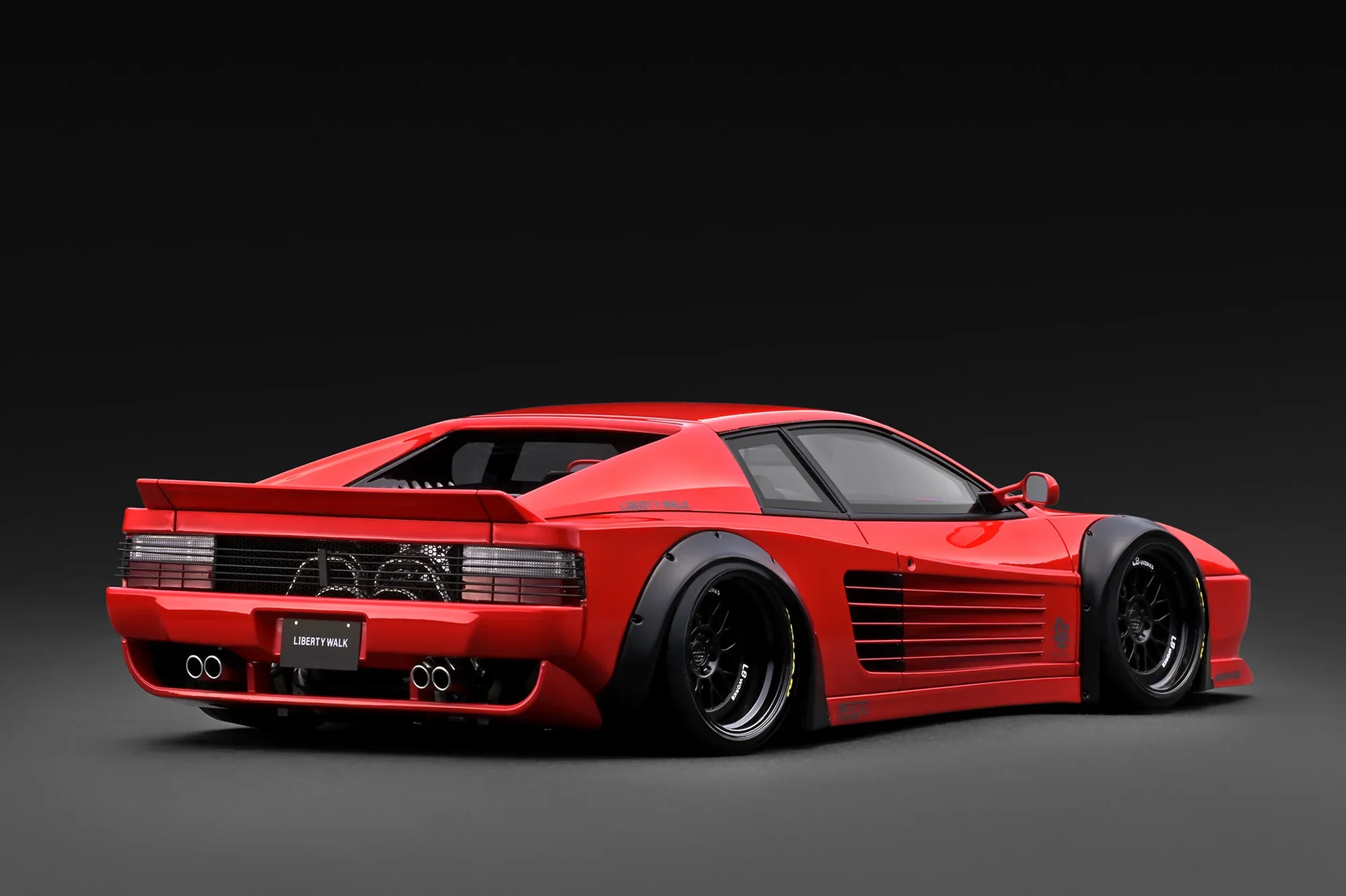 Ignition-Model Ferrari Testarossa 512 LBWK LB-Works Rosso Corsa Red w/ Black Wheels 1:18 - Image 2