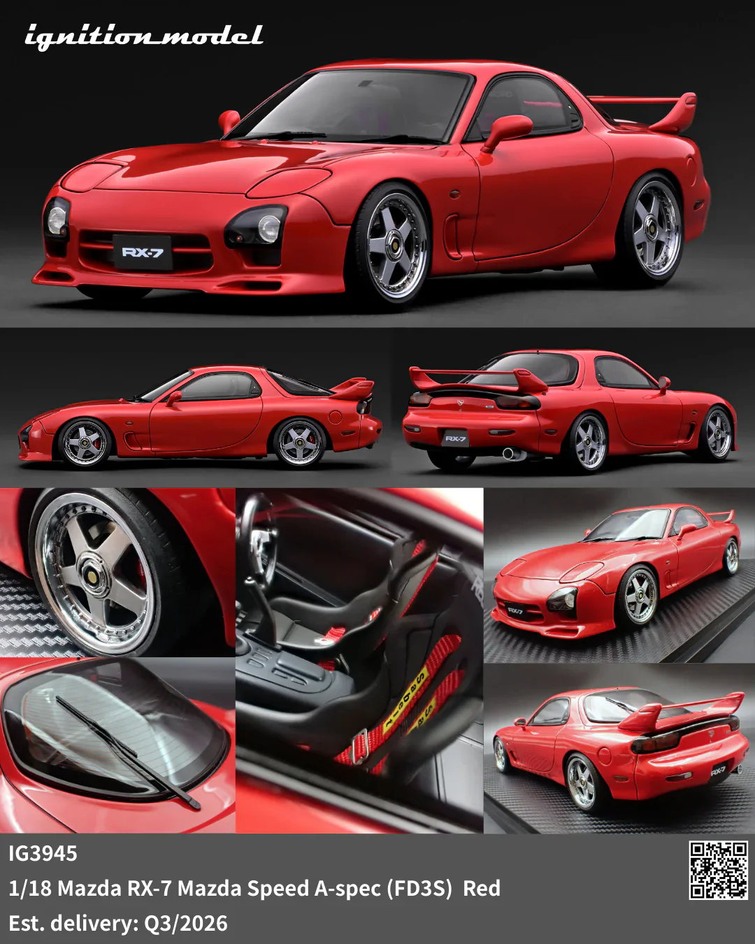 Ignition-Model Mazda RX-7 (FD3S) MazdaSpeed A-Spec Red 1:18 - Image 4