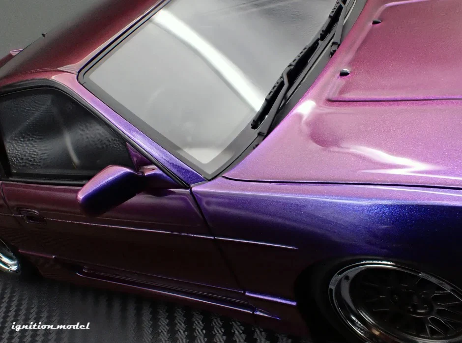 Ignition-Model Nissan 180SX Type X RPS13 Midnight Purple w/ Black Mesh Wheels 1:18 - Image 9