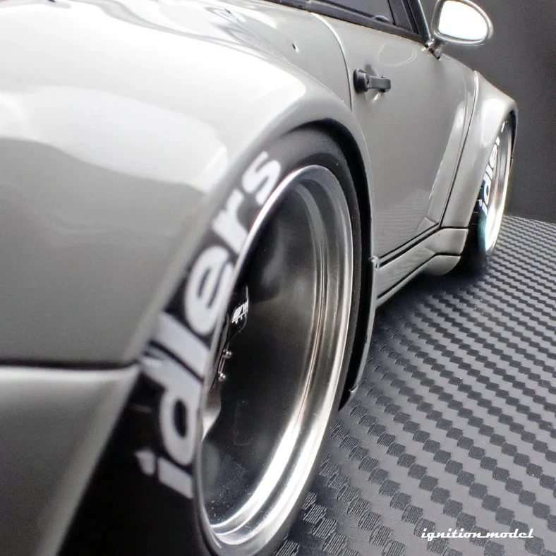 Ignition-Model Porsche 911 964 RWB w/ Whale Tail, Gray (John Sibal) w/ Black Work Wheels 1:18 - Image 17