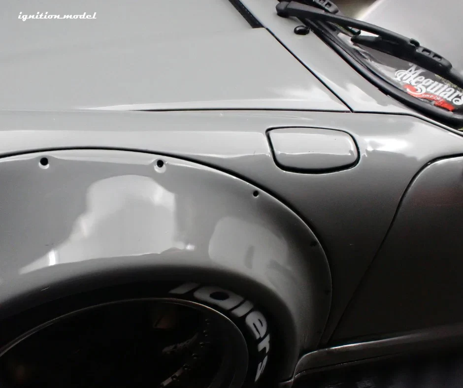 Ignition-Model Porsche 911 964 RWB w/ Whale Tail, Gray (John Sibal) w/ Black Work Wheels 1:18 - Image 22