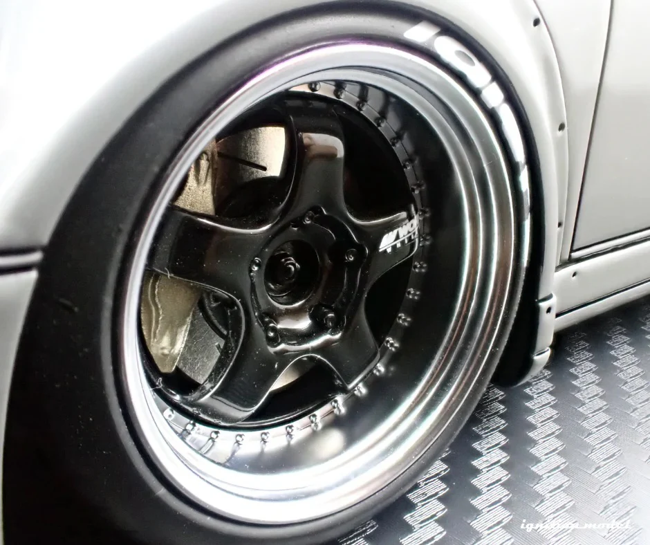 Ignition-Model Porsche 911 964 RWB w/ Whale Tail, Gray (John Sibal) w/ Black Work Wheels 1:18 - Image 25