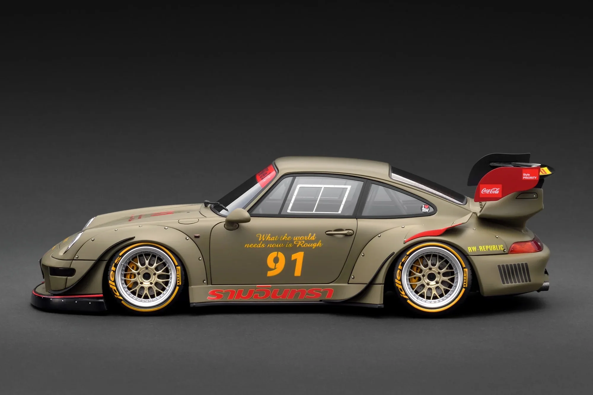 Ignition Model Porsche 993 RWB "Khaki" Matte Green 1:18 - Image 3