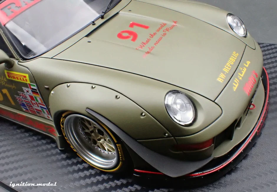 Ignition Model Porsche 993 RWB "Khaki" Matte Green 1:18 - Image 7
