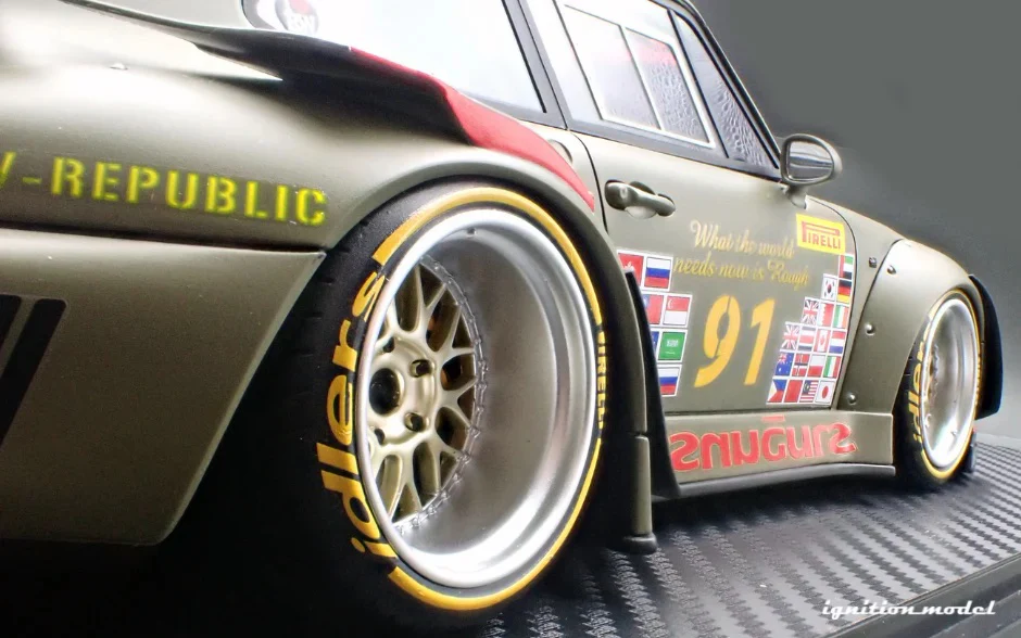 Ignition Model Porsche 993 RWB "Khaki" Matte Green 1:18 - Image 9