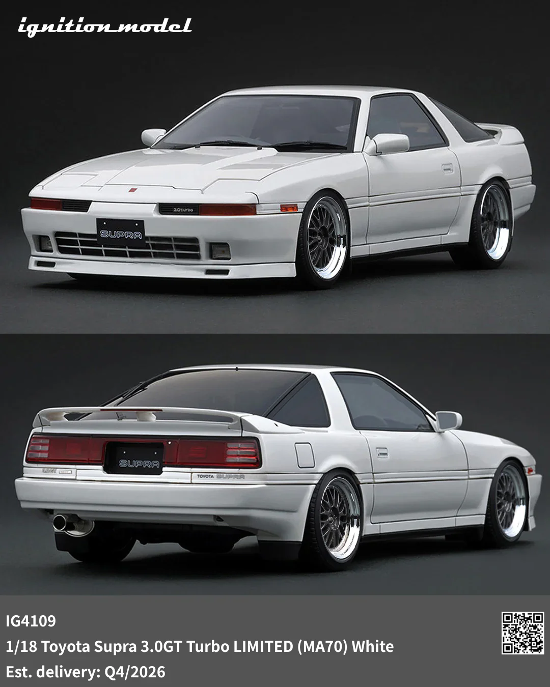 Ignition-Model Toyota Supra 3.0 GT Turbo LIMITED MK3 (A70) White 1:18 - Image 3