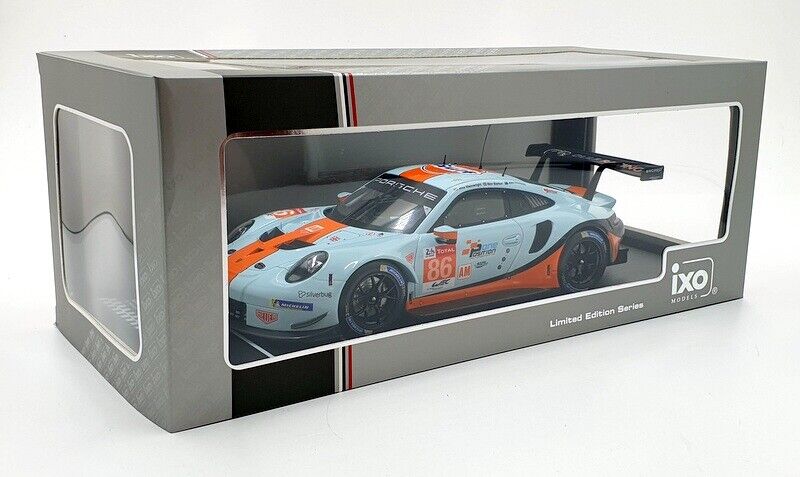 Ixo 2018 Porsche 911 991.2 GT3 RSR 4.0L Team Gulf Racing No 86 Le Mans 2018 Lt Blue/Orng/Black 1:18 - Image 5
