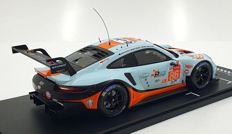 Ixo 2018 Porsche 911 991.2 GT3 RSR 4.0L Team Gulf Racing No 86 WEC LMGTE Sebring 2019 Lt Blue/Orng/Black 1:18 - Image 3