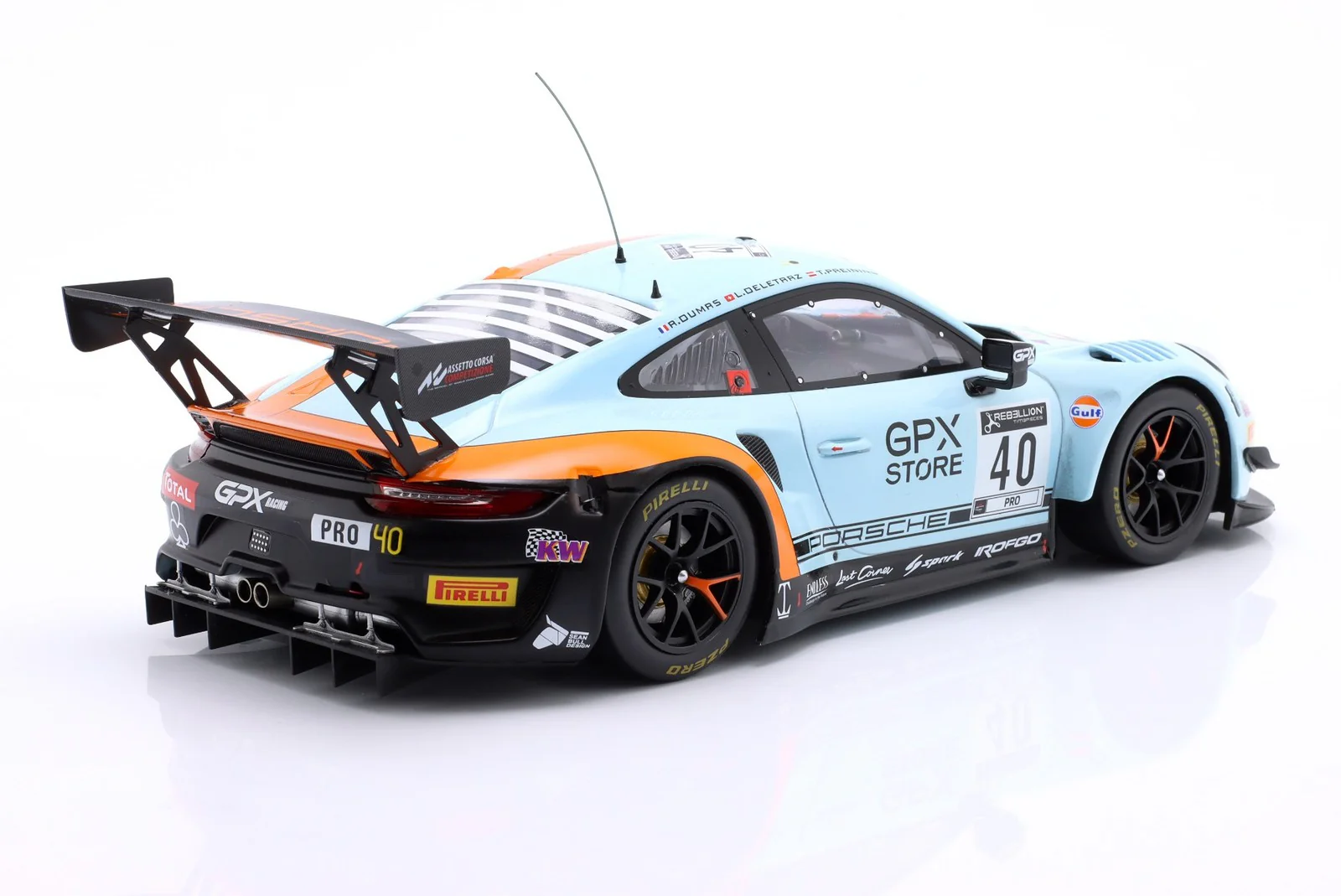Ixo Porsche 911 991.2 GT3 R 4 Team Gulf Racing #40 GPX 24hrs SPA 2020 Blue 1:18 - Image 2
