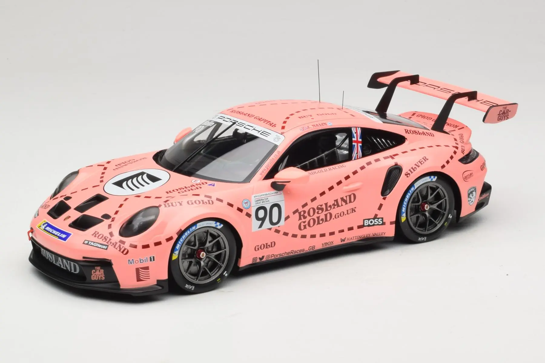Ixo Porsche 911 992 GT3 Cup Century Motorsport 2nd Porsche Supercup Great Britain 2023 #90 Pink Pig 1:18