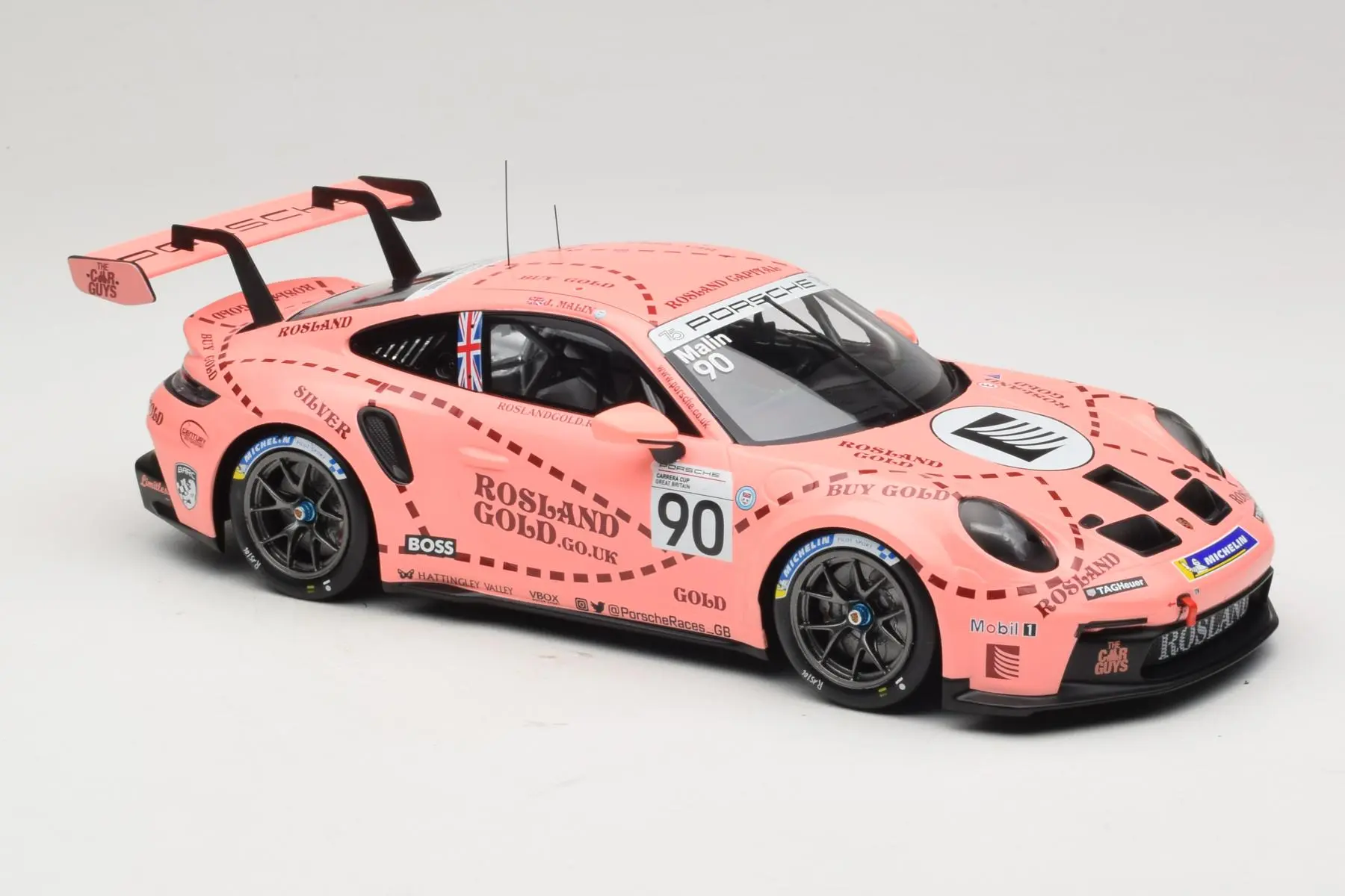 Ixo Porsche 911 992 GT3 Cup Century Motorsport 2nd Porsche Supercup Great Britain 2023 #90 Pink Pig 1:18 - Image 4