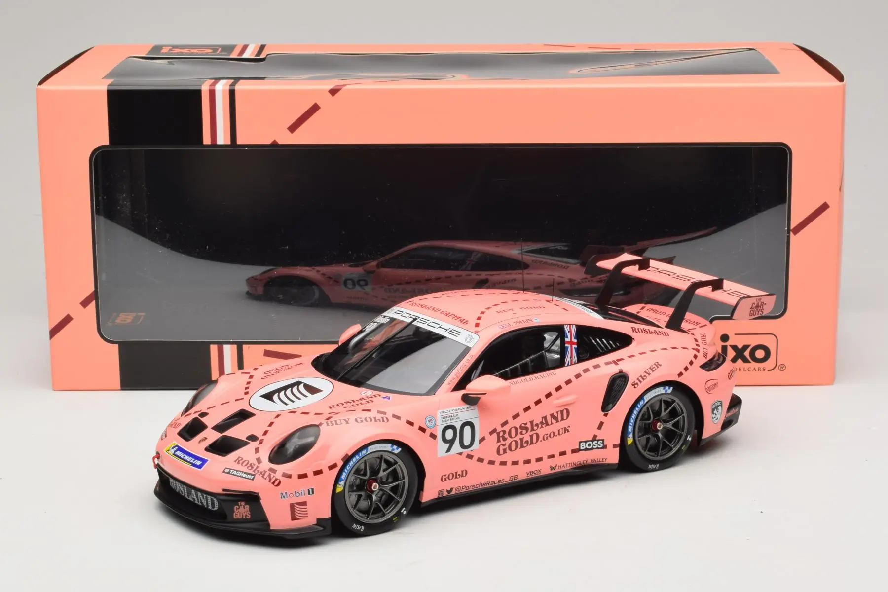 Ixo Porsche 911 992 GT3 Cup Century Motorsport 2nd Porsche Supercup Great Britain 2023 #90 Pink Pig 1:18 - Image 5
